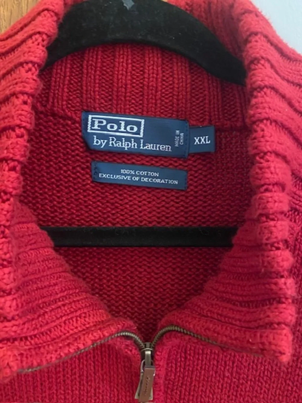 Polo Ralph Lauren Half Zip Pullover Sweater Red 100% Cotton Pony Mens XXL Mock T